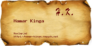 Hamar Kinga névjegykártya